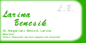 larina bencsik business card